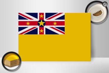 Panneau en bois drapeau de Niue 30x20cm Drapeau de Niue 2