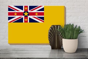 Panneau en bois drapeau de Niue 30x20cm Drapeau de Niue 3