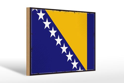 Holzschild Flagge Bosnien und Herzegowina 30x20cm Retro