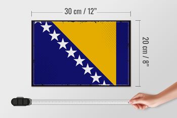 Panneau en bois drapeau Bosnie-Herzégovine 30x20cm rétro 4