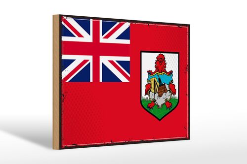 Holzschild Flagge Bermudas 30x20cm Retro Flag of Bermuda