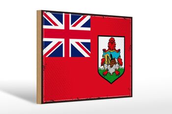 Panneau en bois drapeau des Bermudes 30x20cm Drapeau rétro des Bermudes 1