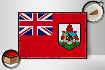 Panneau en bois drapeau des Bermudes 30x20cm Drapeau rétro des Bermudes 2