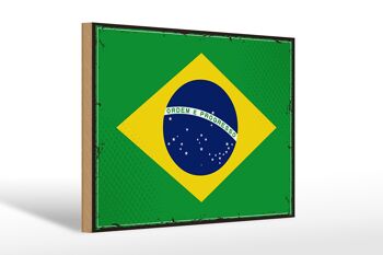 Panneau en bois drapeau du Brésil 30x20cm Drapeau rétro du Brésil 1