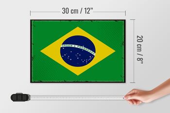 Panneau en bois drapeau du Brésil 30x20cm Drapeau rétro du Brésil 4