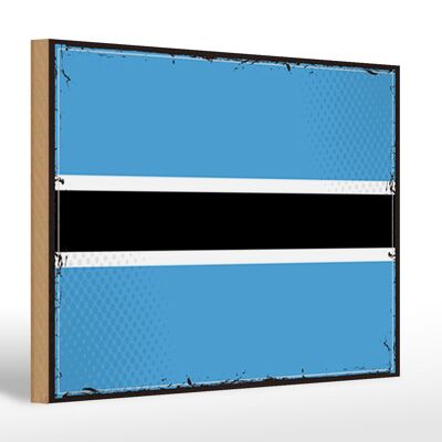 Cartello in legno bandiera del Botswana 30x20 cm Bandiera retrò del Botswana