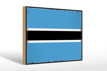 Panneau en bois drapeau du Botswana 30x20cm Drapeau rétro du Botswana 1