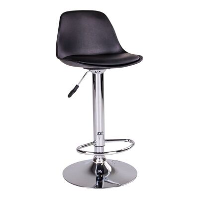 Trondheim Bar Chair - Silla de bar en negro con patas cromadas