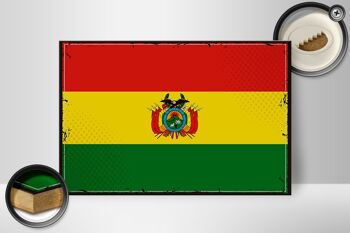 Panneau en bois drapeau de la Bolivie 30x20cm Drapeau rétro de la Bolivie 2
