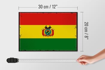 Panneau en bois drapeau de la Bolivie 30x20cm Drapeau rétro de la Bolivie 4