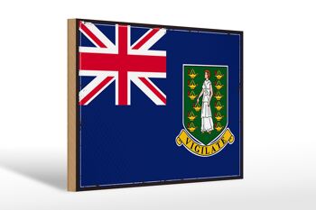 Panneau en bois drapeau îles Vierges britanniques 30x20cm rétro 1