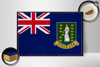 Panneau en bois drapeau îles Vierges britanniques 30x20cm rétro 2