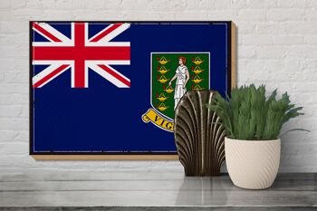 Panneau en bois drapeau îles Vierges britanniques 30x20cm rétro 3