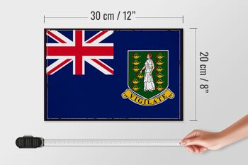 Panneau en bois drapeau îles Vierges britanniques 30x20cm rétro 4