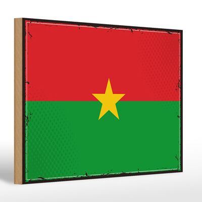 Letrero de madera bandera de Burkina Faso 30x20cm Retro Burkina Faso