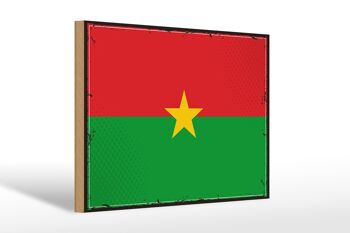 Panneau en bois drapeau du Burkina Faso 30x20cm Rétro Burkina Faso 1