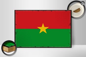 Panneau en bois drapeau du Burkina Faso 30x20cm Rétro Burkina Faso 2