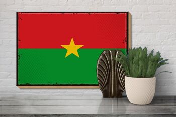 Panneau en bois drapeau du Burkina Faso 30x20cm Rétro Burkina Faso 3