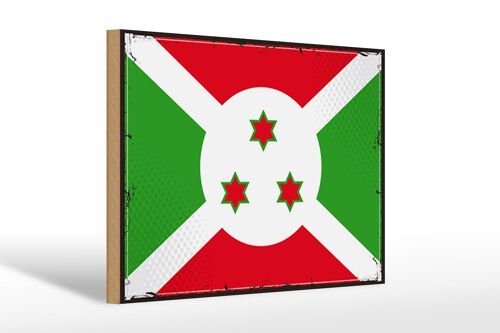 Holzschild Flagge Burundis 30x20cm Retro Flag of Burundi