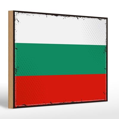 Letrero de madera Bandera de Bulgaria 30x20cm Bandera Retro Bulgaria