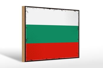 Panneau en bois drapeau de la Bulgarie 30x20cm drapeau rétro Bulgarie 1