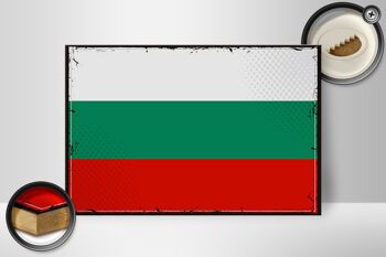Panneau en bois drapeau de la Bulgarie 30x20cm drapeau rétro Bulgarie 2