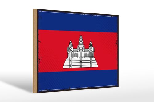 Holzschild Flagge Kambodschas 30x20cm Retro Flag Cambodia