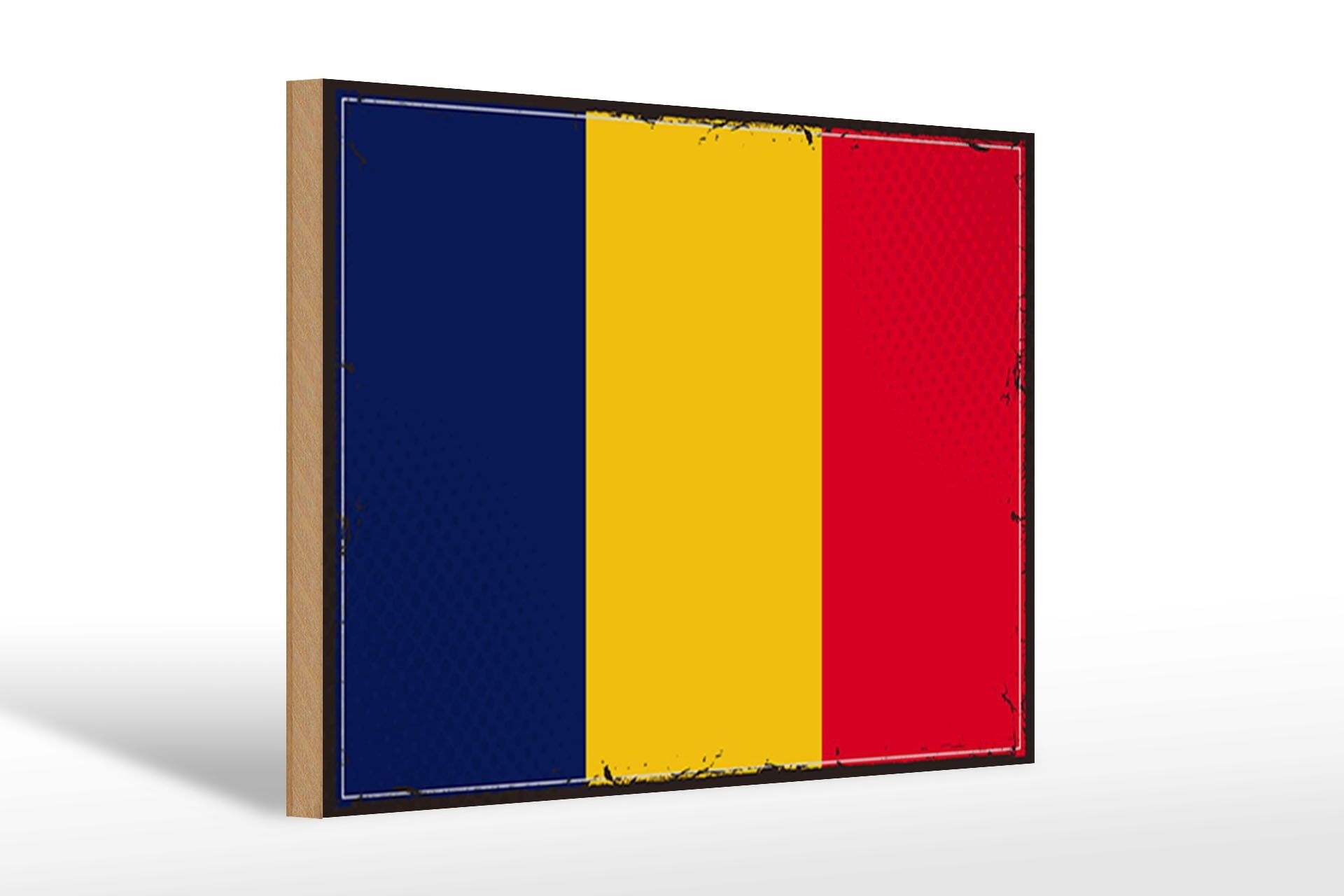 Wooden sign Flag of Chad 30x20cm Retro Flag of Chad