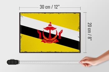Panneau en bois drapeau du Brunei 30x20cm Drapeau rétro du Brunei 4