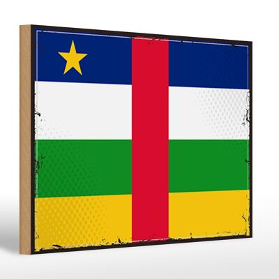 Letrero de madera bandera República Centroafricana 30x20cm retro