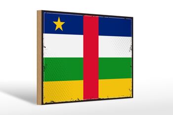 Panneau en bois drapeau République Centrafricaine 30x20cm rétro 1