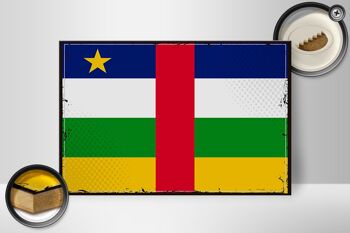 Panneau en bois drapeau République Centrafricaine 30x20cm rétro 2