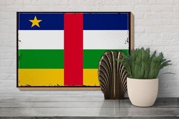 Panneau en bois drapeau République Centrafricaine 30x20cm rétro 3