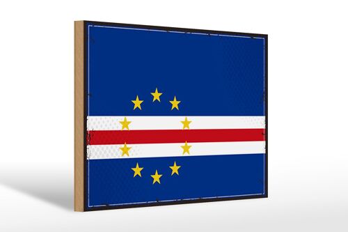 Holzschild Flagge Kap Verde 30x20cm Retro Flag Cape Verde