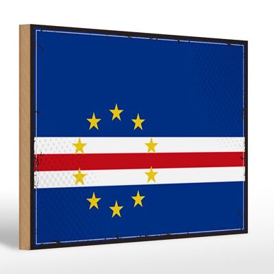 Letrero de madera bandera Cabo Verde 30x20cm Bandera Retro Cabo Verde