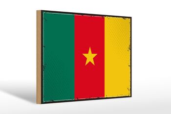 Panneau en bois drapeau du Cameroun 30x20cm Drapeau rétro du Cameroun 1