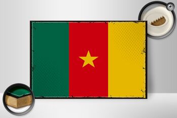 Panneau en bois drapeau du Cameroun 30x20cm Drapeau rétro du Cameroun 2