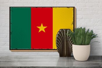 Panneau en bois drapeau du Cameroun 30x20cm Drapeau rétro du Cameroun 3