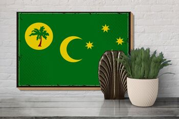 Panneau en bois drapeau Îles Cocos 30x20cm Rétro Îles Cocos 3