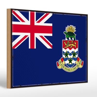 Letrero de madera bandera de Islas Caimán 30x20cm bandera retro