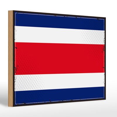 Letrero de madera Bandera de Costa Rica 30x20cm Retro Costa Rica