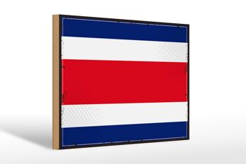 Panneau en bois drapeau du Costa Rica 30x20cm Rétro Costa Rica 1