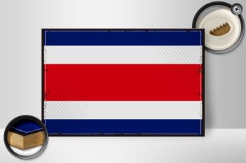 Panneau en bois drapeau du Costa Rica 30x20cm Rétro Costa Rica 2