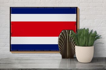 Panneau en bois drapeau du Costa Rica 30x20cm Rétro Costa Rica 3