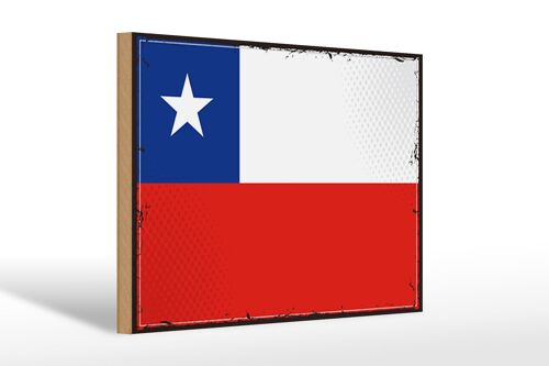 Holzschild Flagge Chiles 30x20cm Retro Flag of Chile