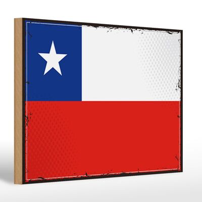 Holzschild Flagge Chiles 30x20cm Retro Flag of Chile