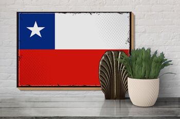 Panneau en bois drapeau du Chili 30x20cm Drapeau rétro du Chili 3