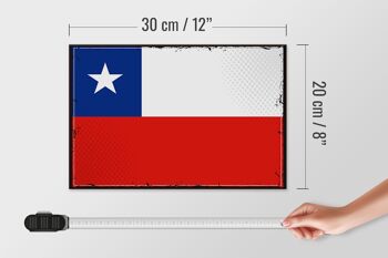 Panneau en bois drapeau du Chili 30x20cm Drapeau rétro du Chili 4