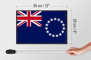 Panneau en bois drapeau Îles Cook 30x20cm Rétro Îles Cook 4