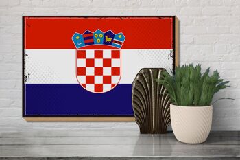 Panneau en bois drapeau de la Croatie 30x20cm Drapeau rétro de la Croatie 3